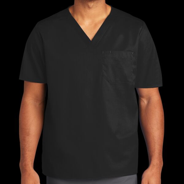 Unisex WorkFlex Chest Pocket V Neck Top Thumbnail